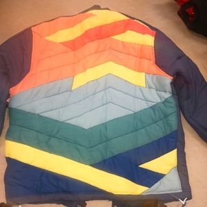 FREE PEOPLE FP MOVEMENT NEW COAT JACKET SKI SMALL SM S RAINBOW ON BACK $268